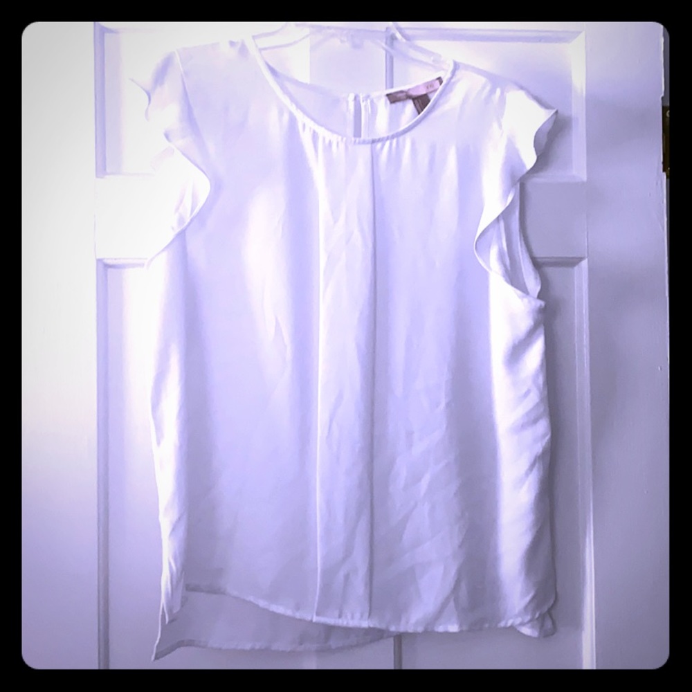 white blouse w/ button on back-size Large